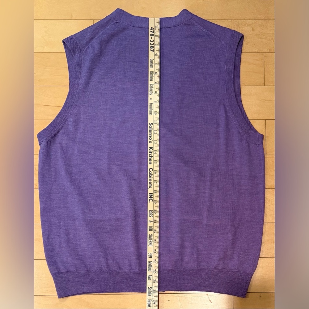 Paul Fredrick Men’s 100% Merino Wool Vest Button Front - Light Purple - XL - Picture 9 of 9